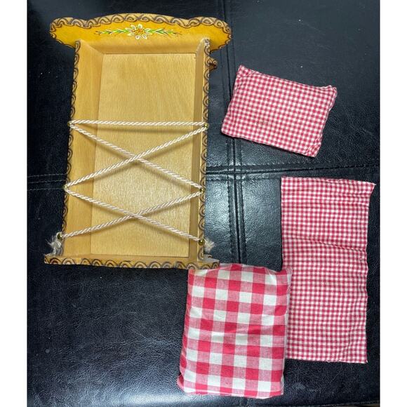 RARE Reuge Hand Painted Rocking Musical Doll Cradle Brahms Lullaby Swiss Works - Picture 10 of 12